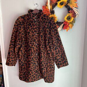 Marine Layer Stephanie Cocoon Coat Xtra Small XS in Cheetah Print